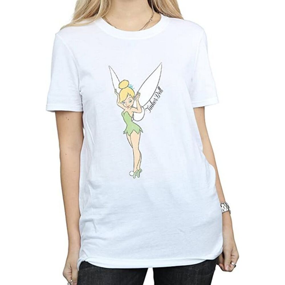 Tinkerbell Womens/Ladies Cotton Boyfriend T-Shirt / White